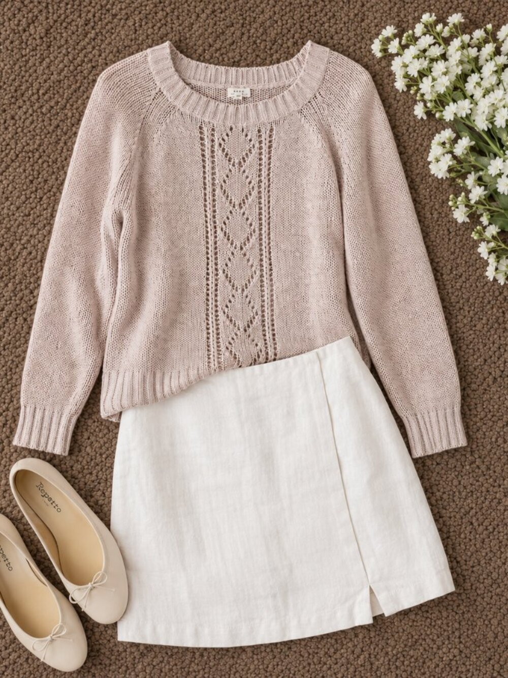 SOFT JOIE crochet crew-neck pullover